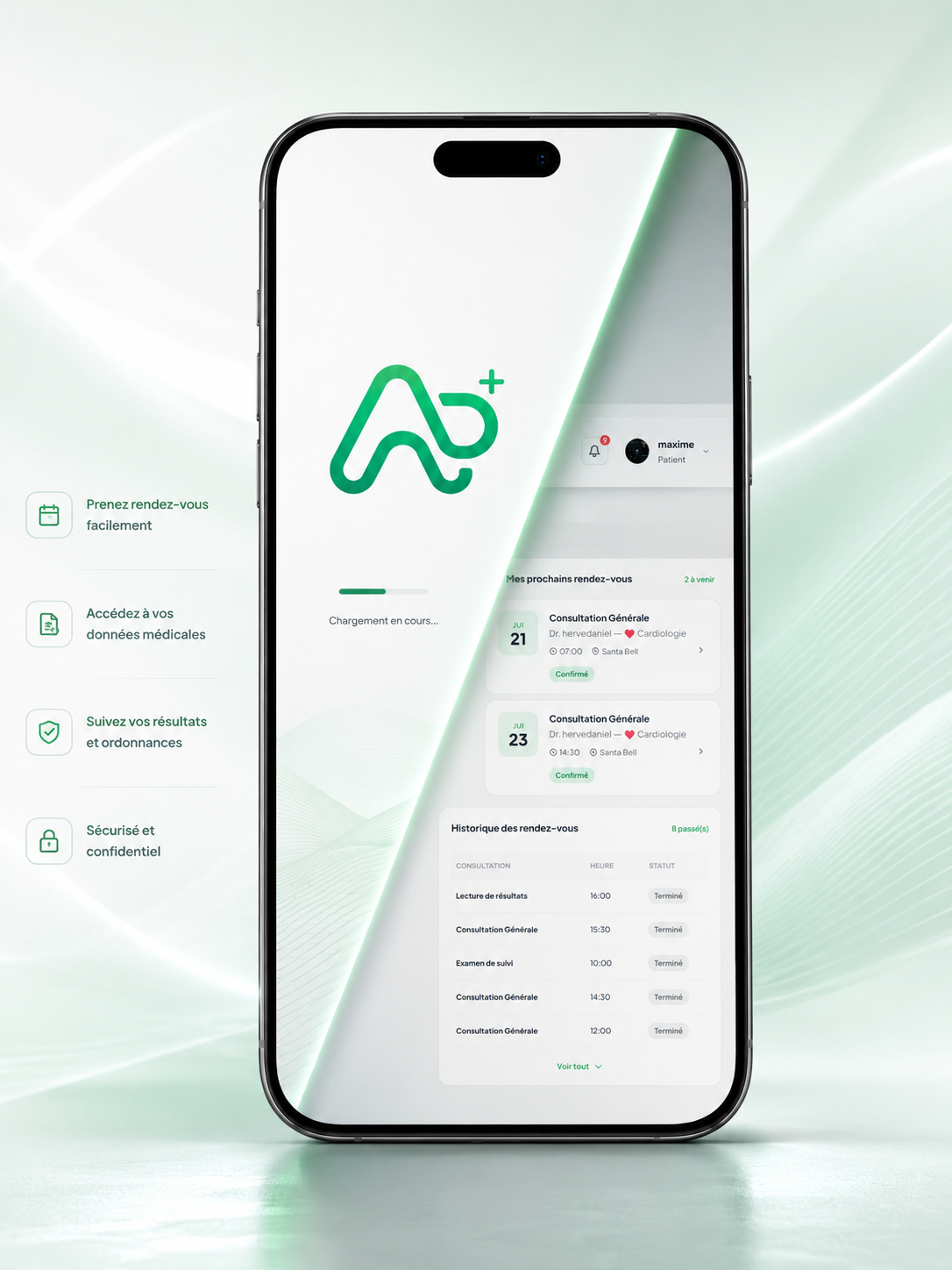 Application mobile patient